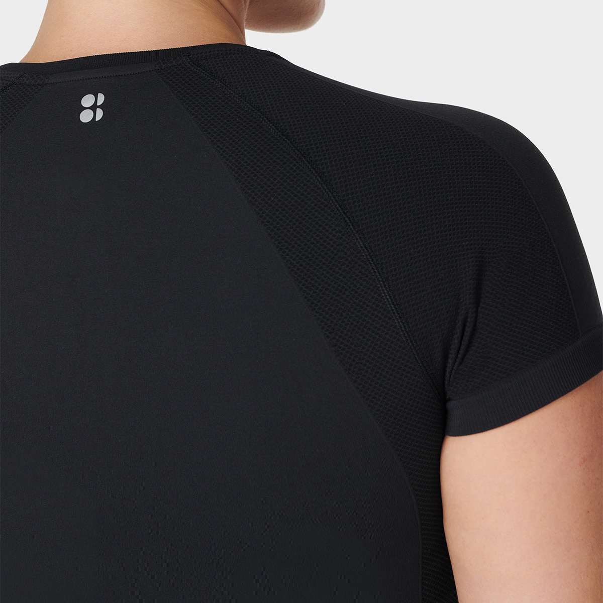 T-shirt de Mulher Athlete Crop Seamless Workout Preto-3