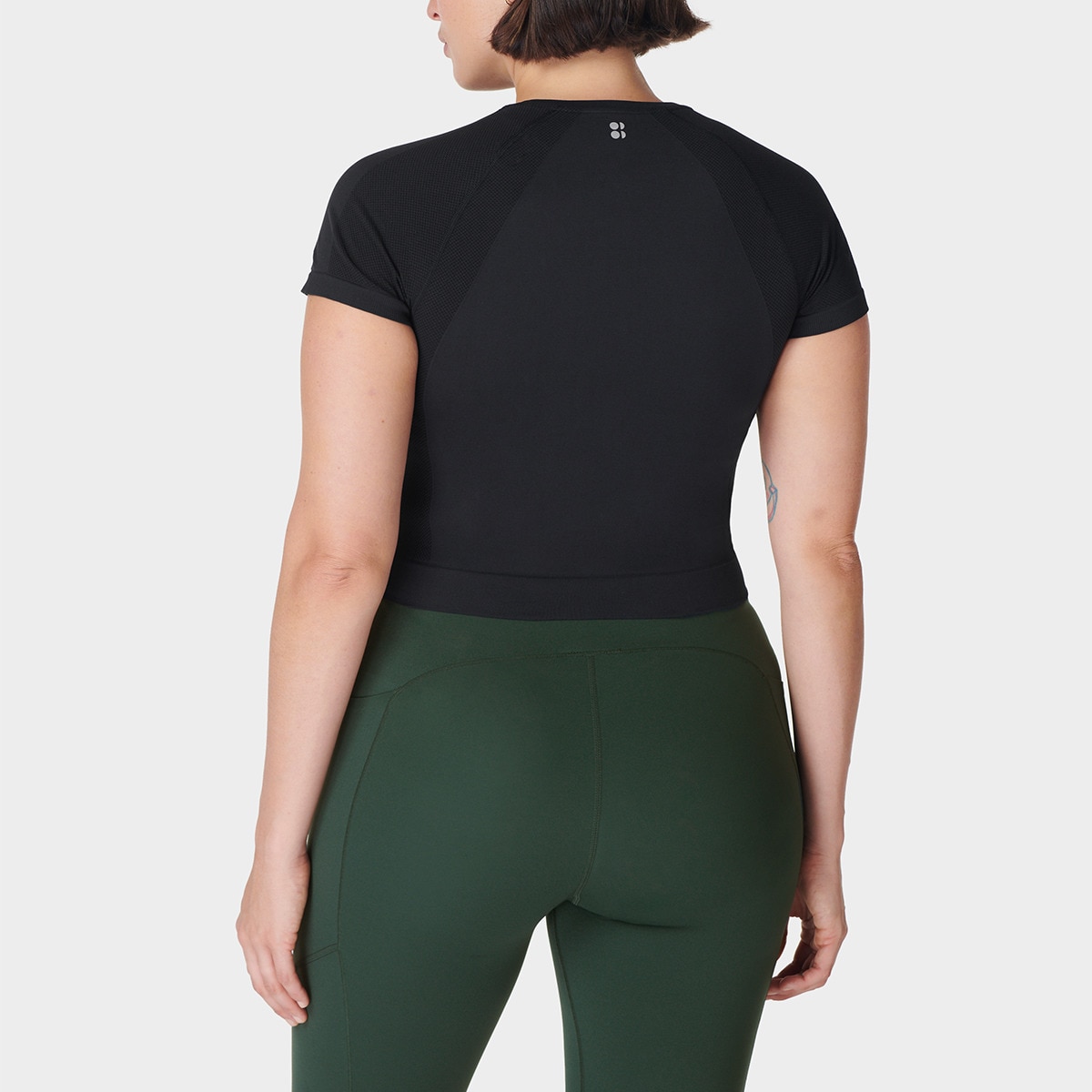 T-shirt de Mulher Athlete Crop Seamless Workout Preto-2