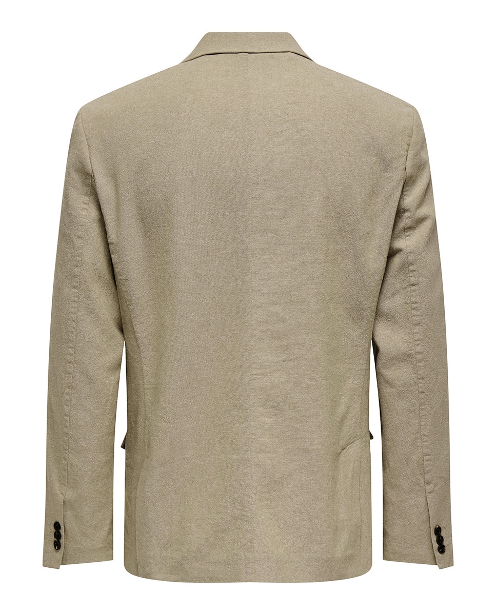 Casaco Blazer Slim Fit de Algodão e Linho Cinzento-5