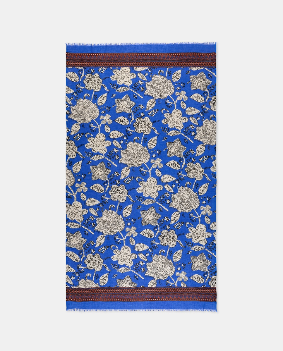 Écharpe de Algodão com Estampado Bicolor Azul-3