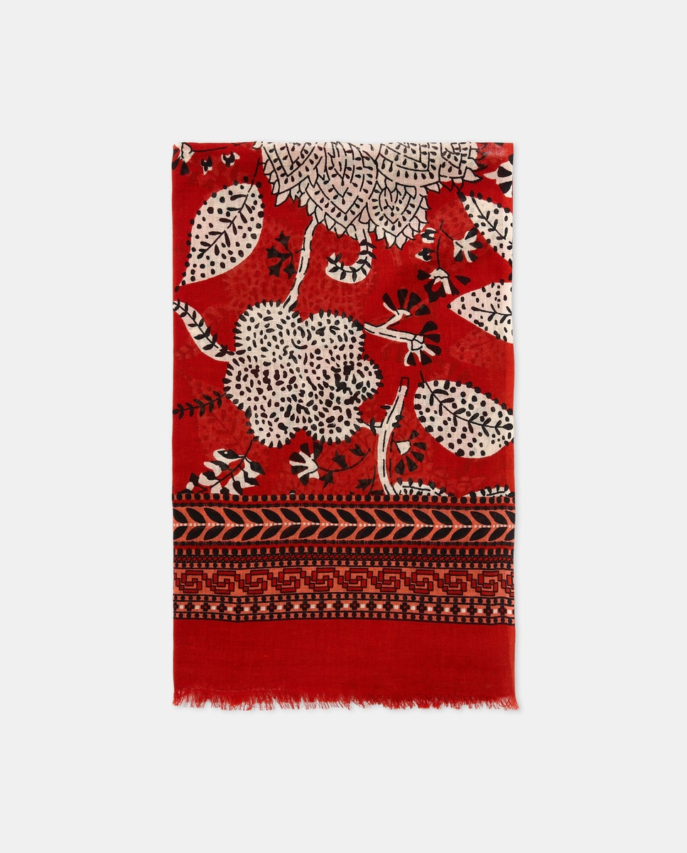 Écharpe de Algodão com Estampado Bicolor Açafrão-1