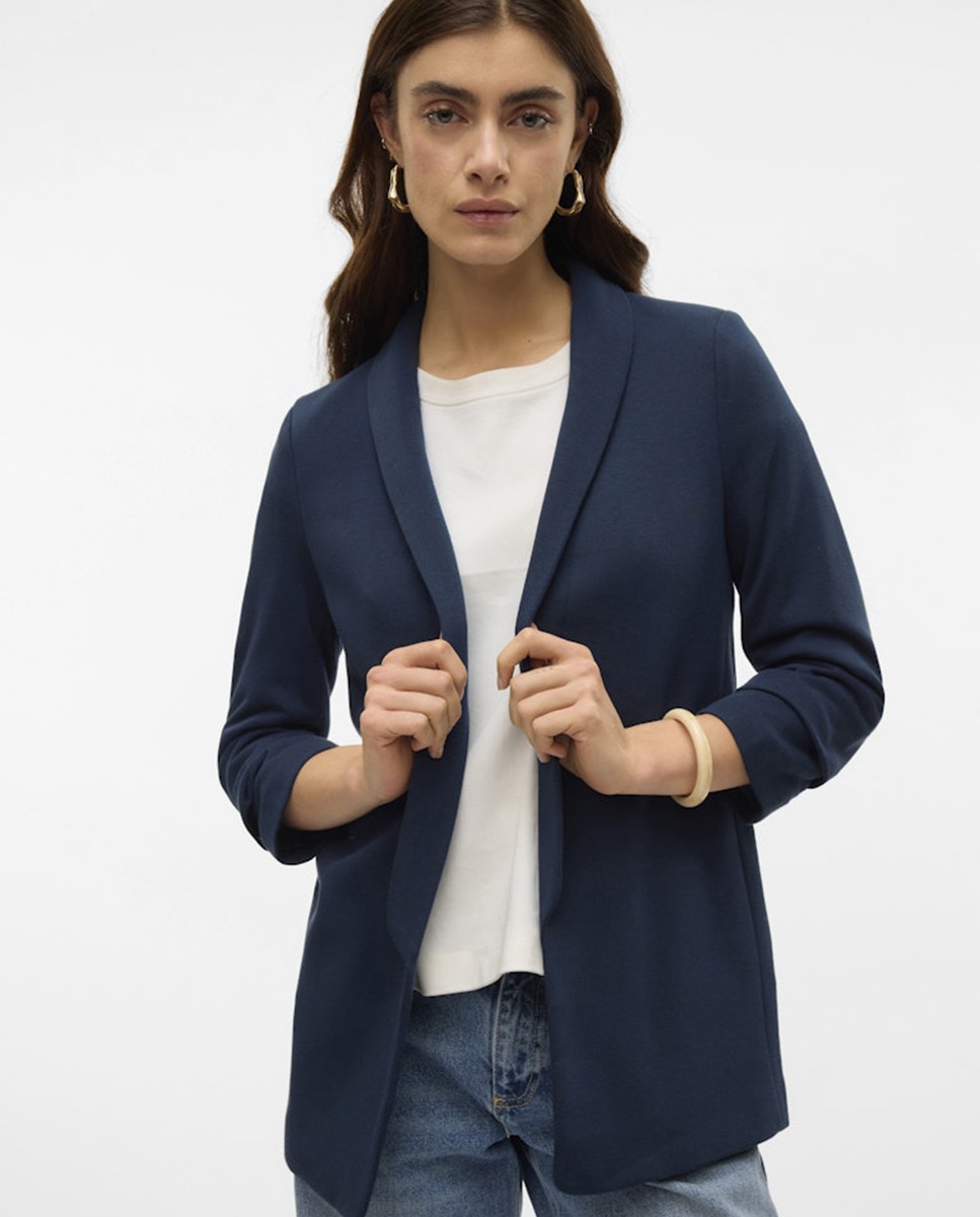 Blazer Comprido sem Botão Azul-marinho-4
