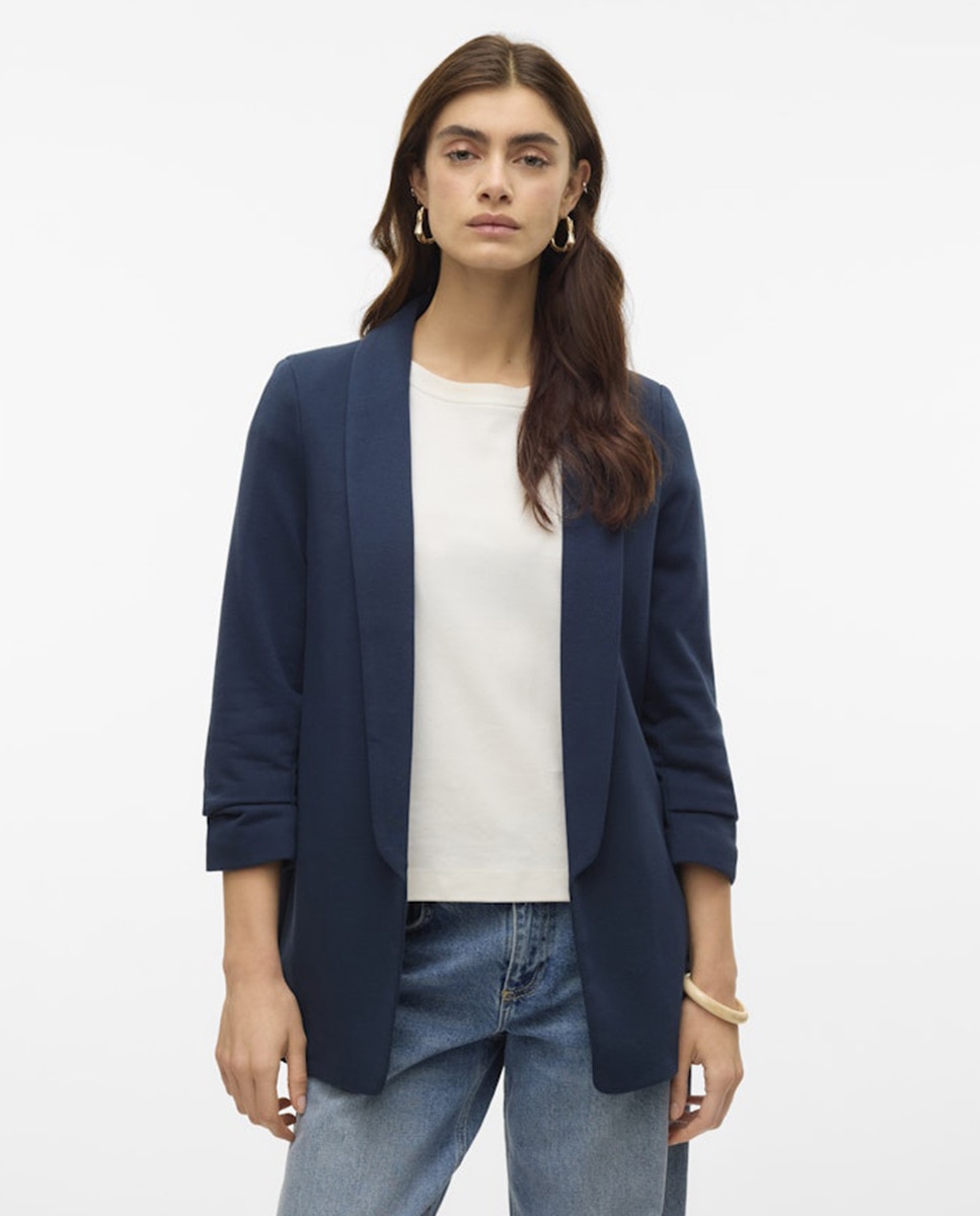 Blazer Comprido sem Botão Azul-marinho-1