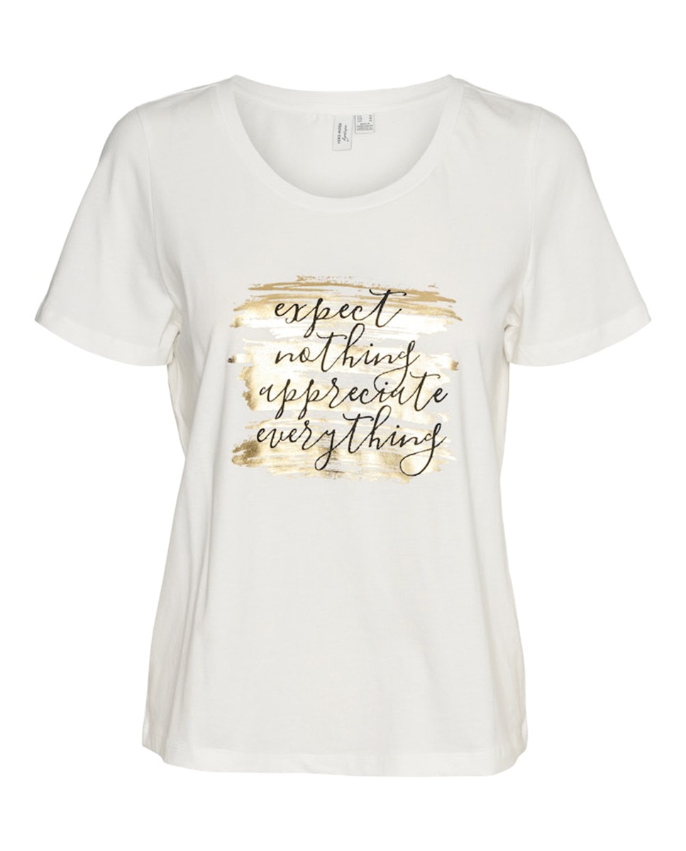 T-shirt básica estampada Branco-5