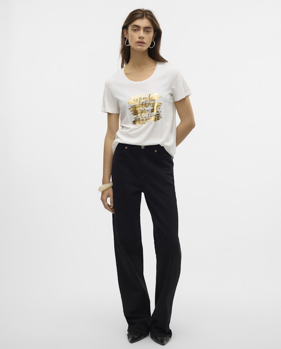 T-shirt básica estampada Branco-6