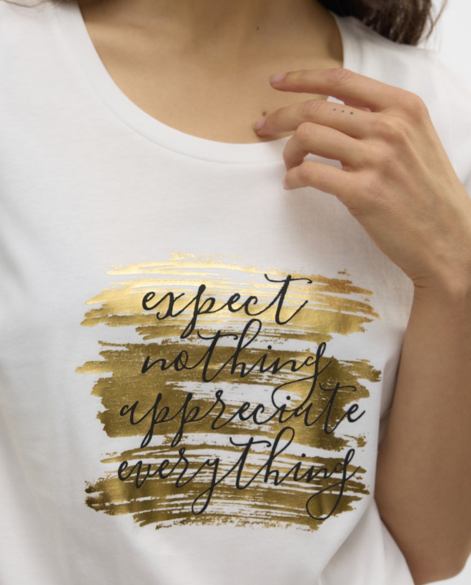T-shirt básica estampada Branco-3