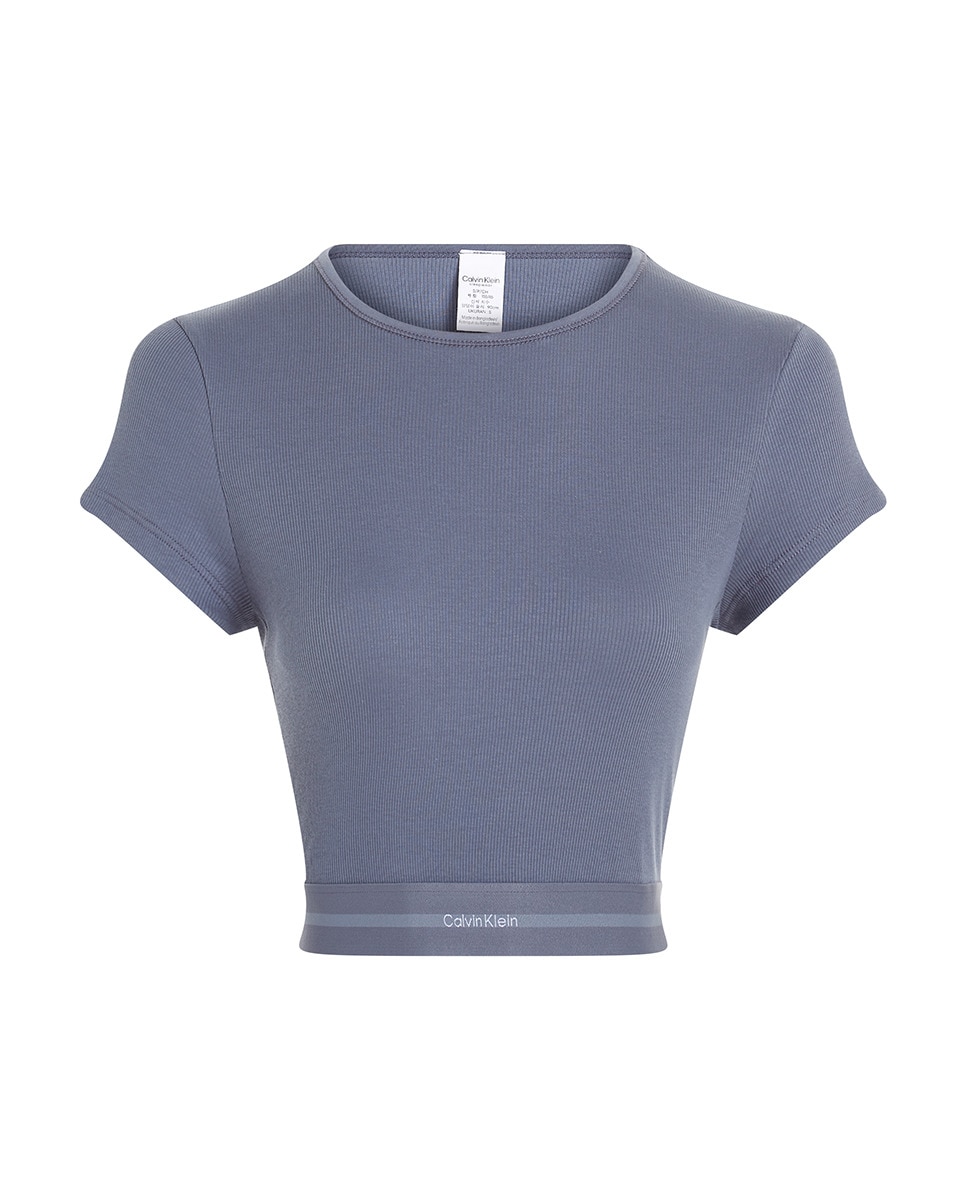 Top Cropped Cotton Stretch Rib Cinzento-4