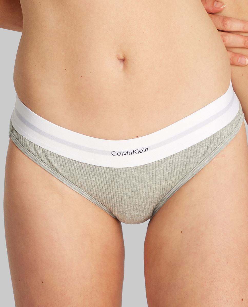 Cueca Clássica Modal Rib Cinzento-claro-1