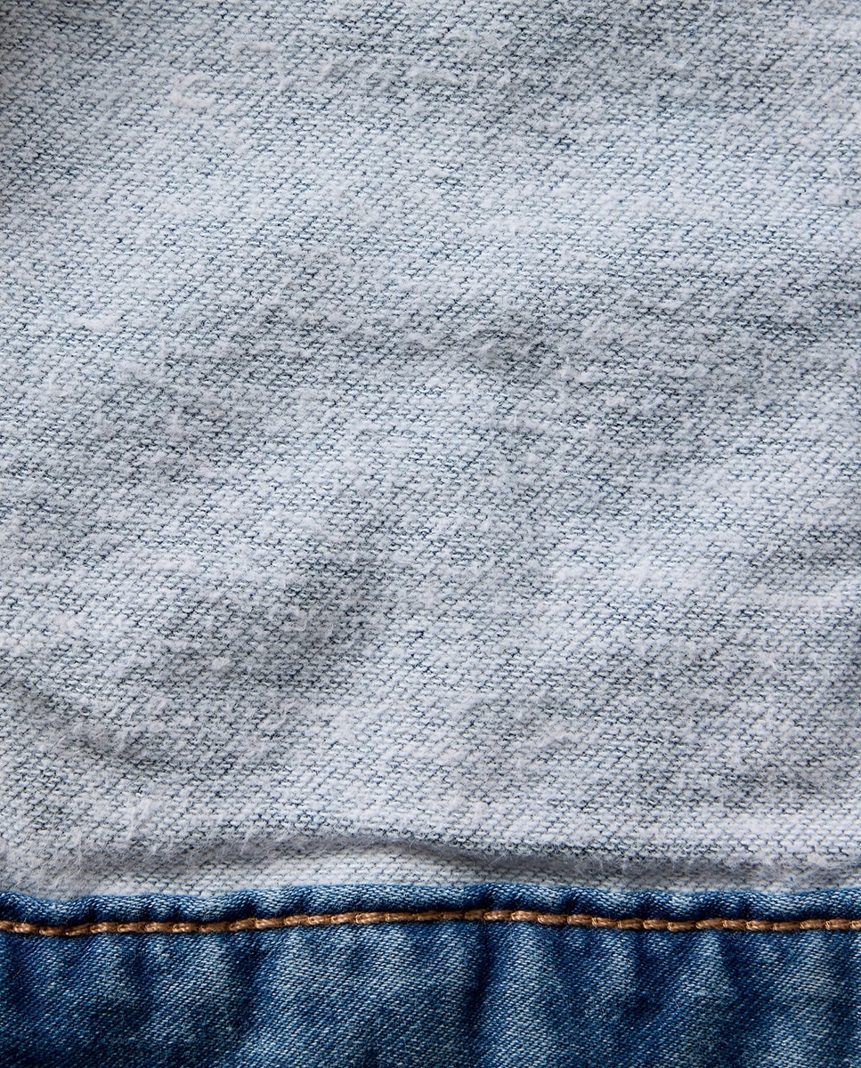 Blusão de Ganga com Ombro Caído, Manga Comprida e Punhos Abotoados Azul-3