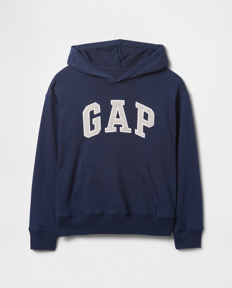 Sweatshirt com Capuz com Logótipo à Frente e Bolso Canguru Azul-marinho-6