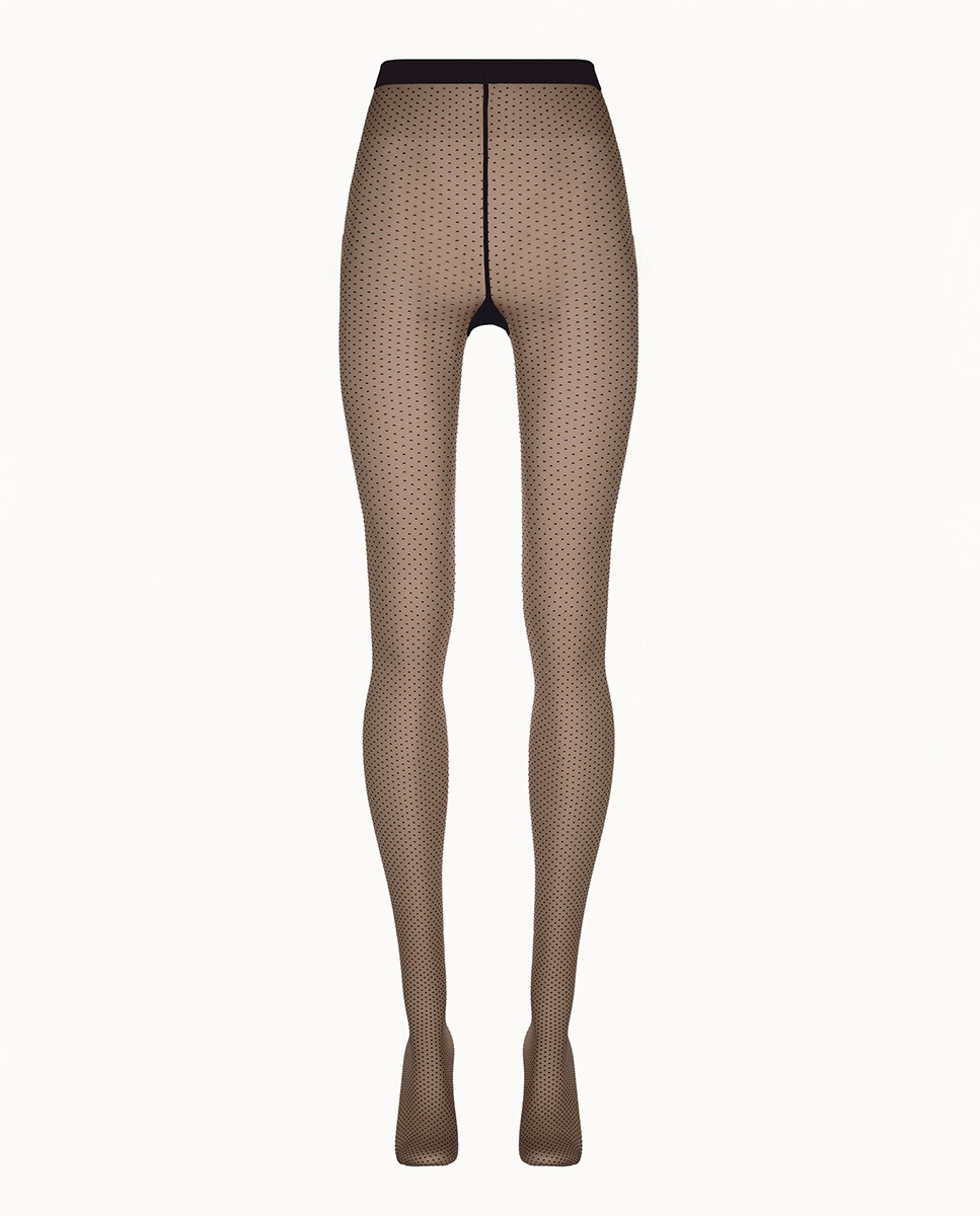 Collants de 20 Deniers às Bolinhas com Acabamento Mate Preto-5
