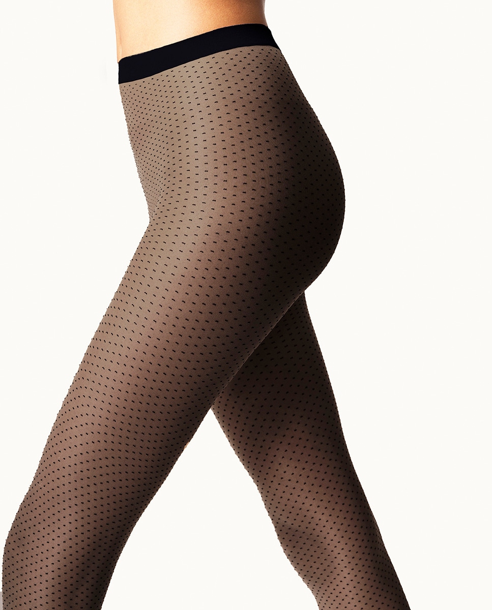 Collants de 20 Deniers às Bolinhas com Acabamento Mate Preto-3