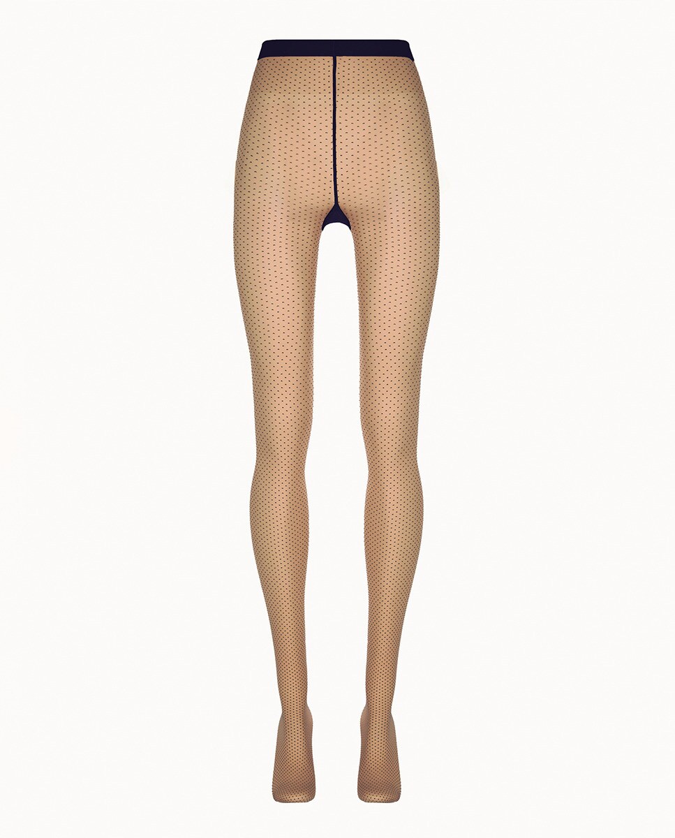 Collants de 20 Deniers às Bolinhas com Acabamento Mate Castanho-claro-5