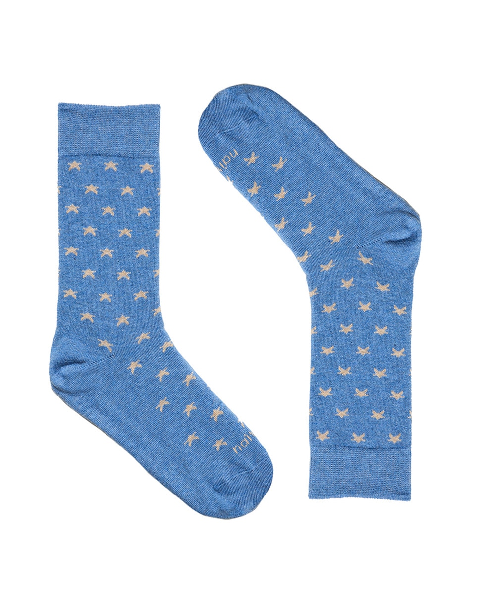 Meias Curtas Estampadas Azul-1