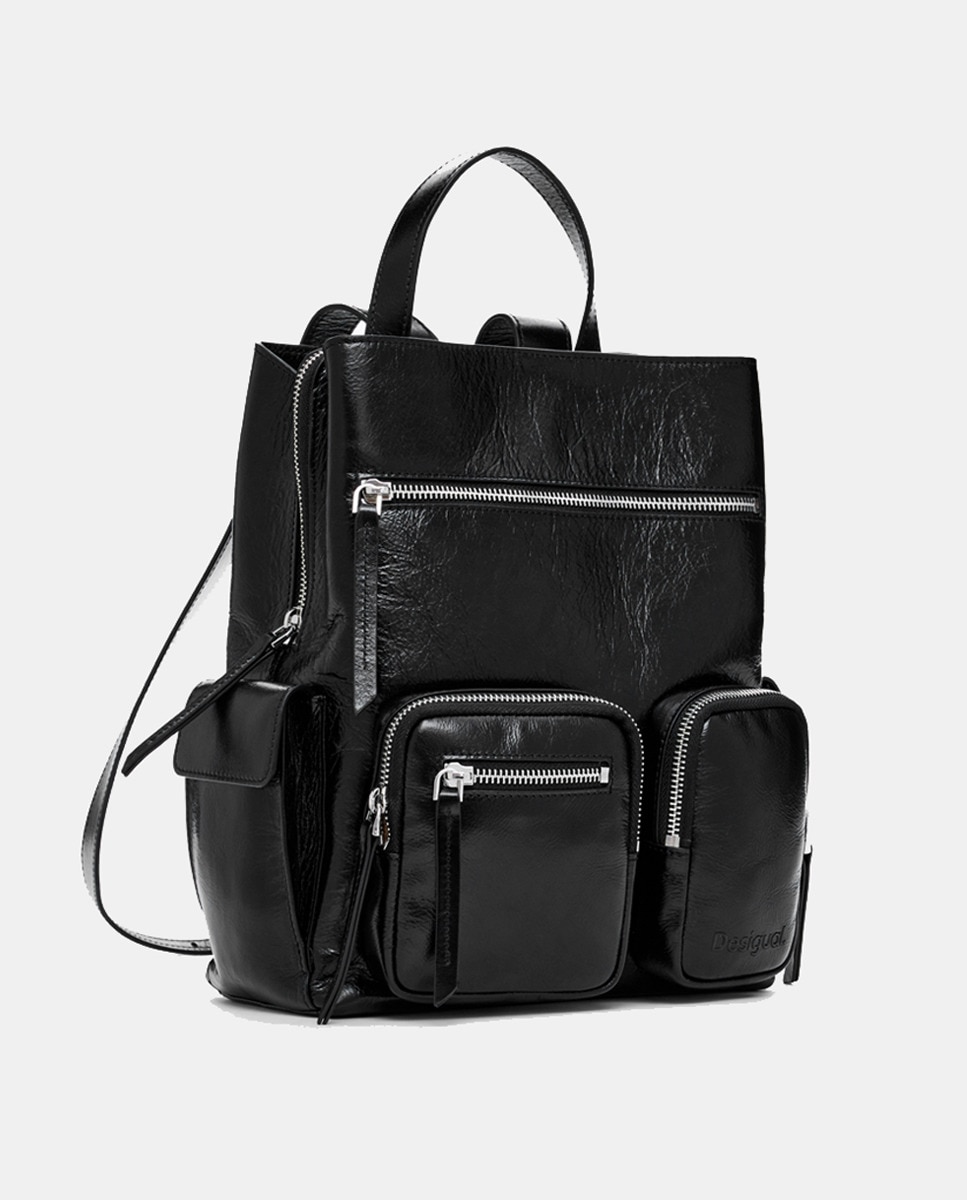 Mochila Mini em Pele Preto-1