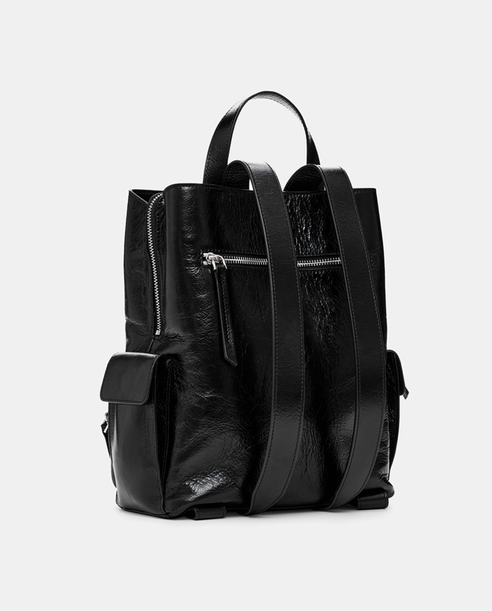 Mochila Mini em Pele Preto-3