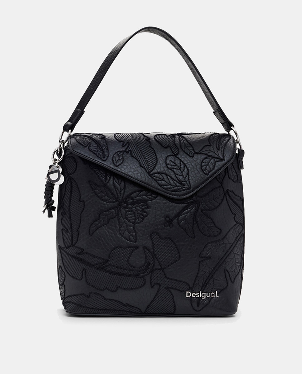 Mala Média com Estampado Floral Preto-1
