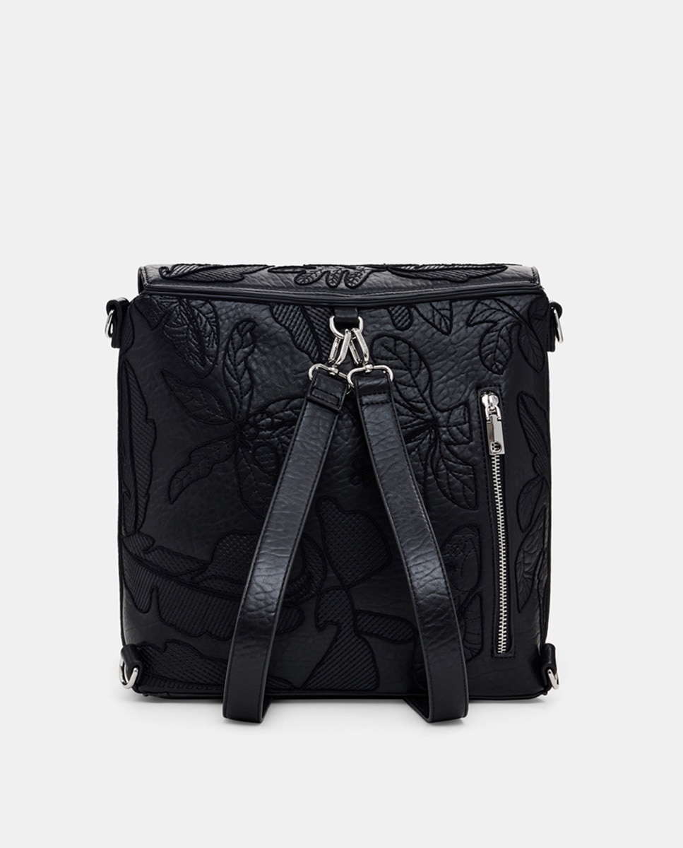 Mala Média com Estampado Floral Preto-4