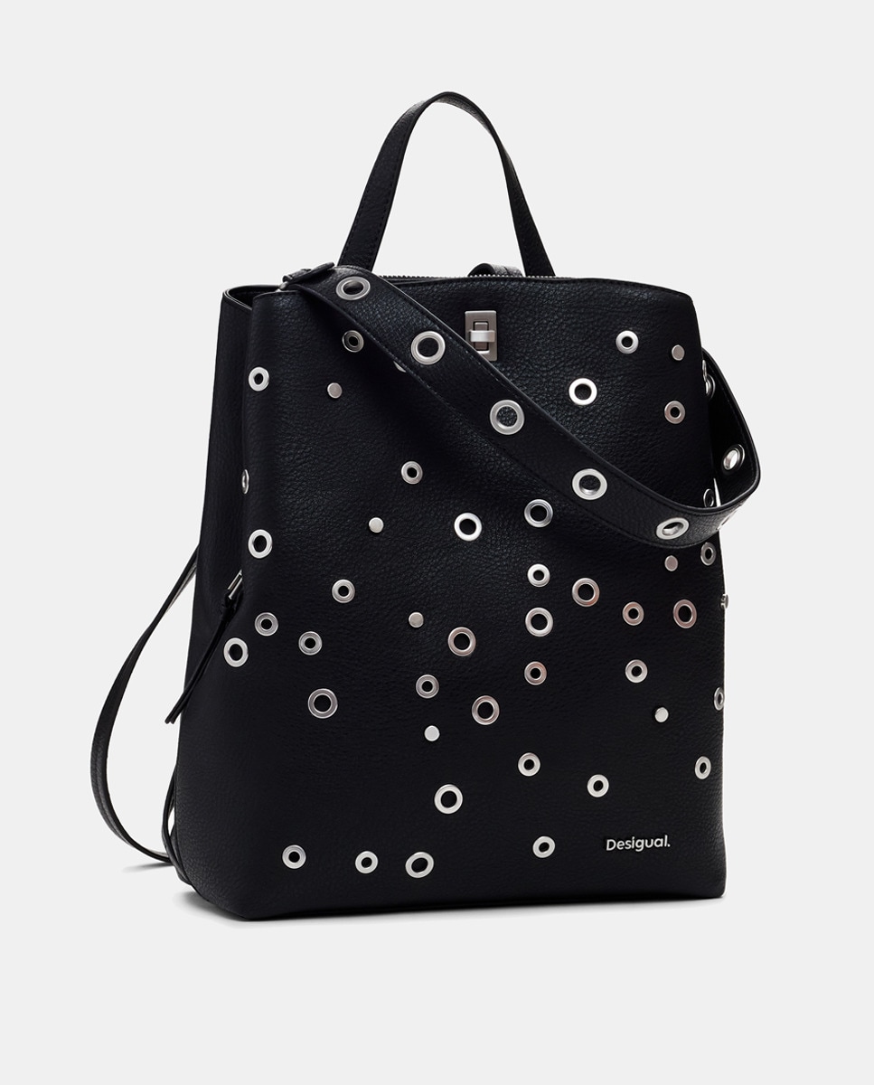 Mochila Média com Tachas Preto-3