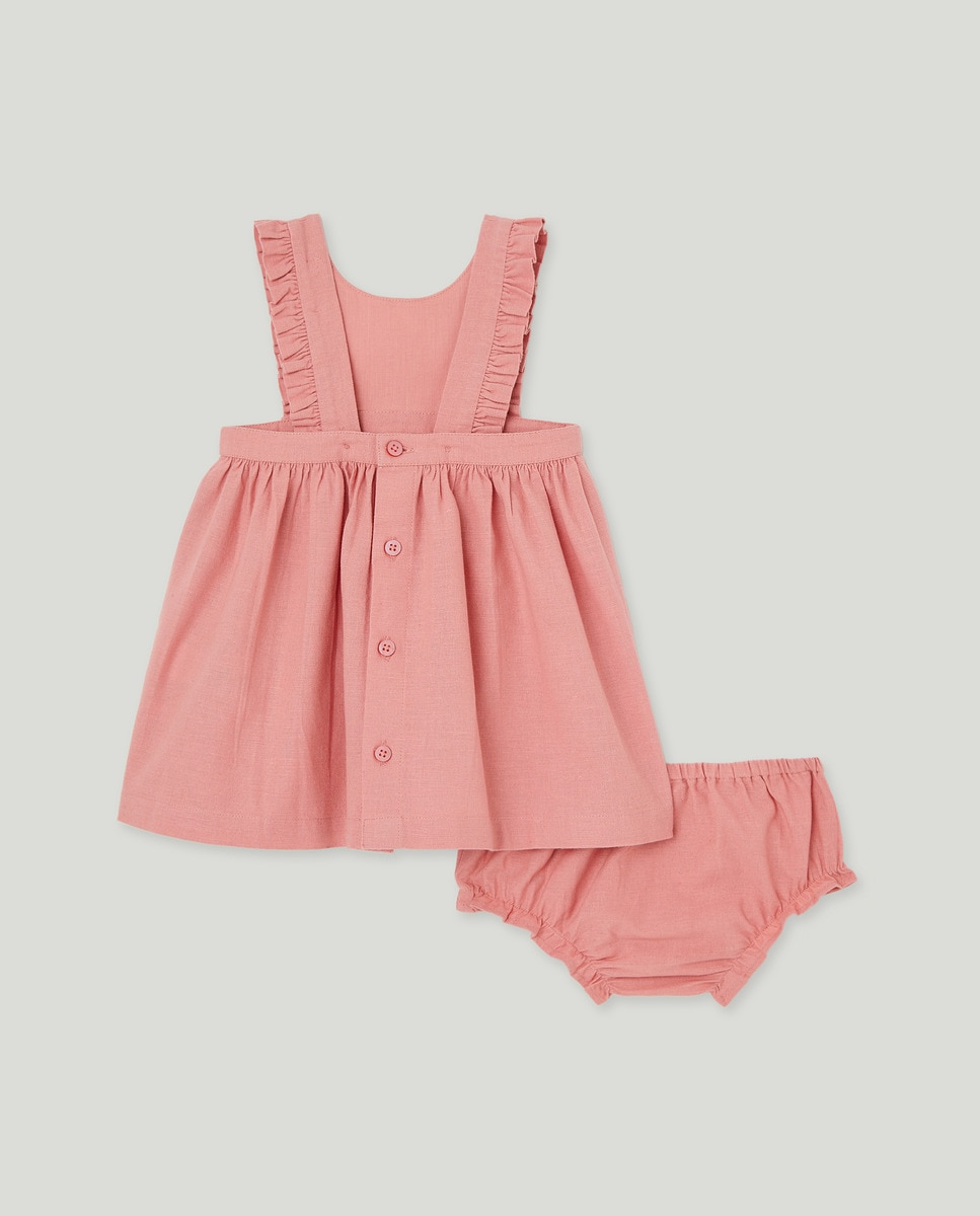 Vestido bebé niña lino_ Coral-2