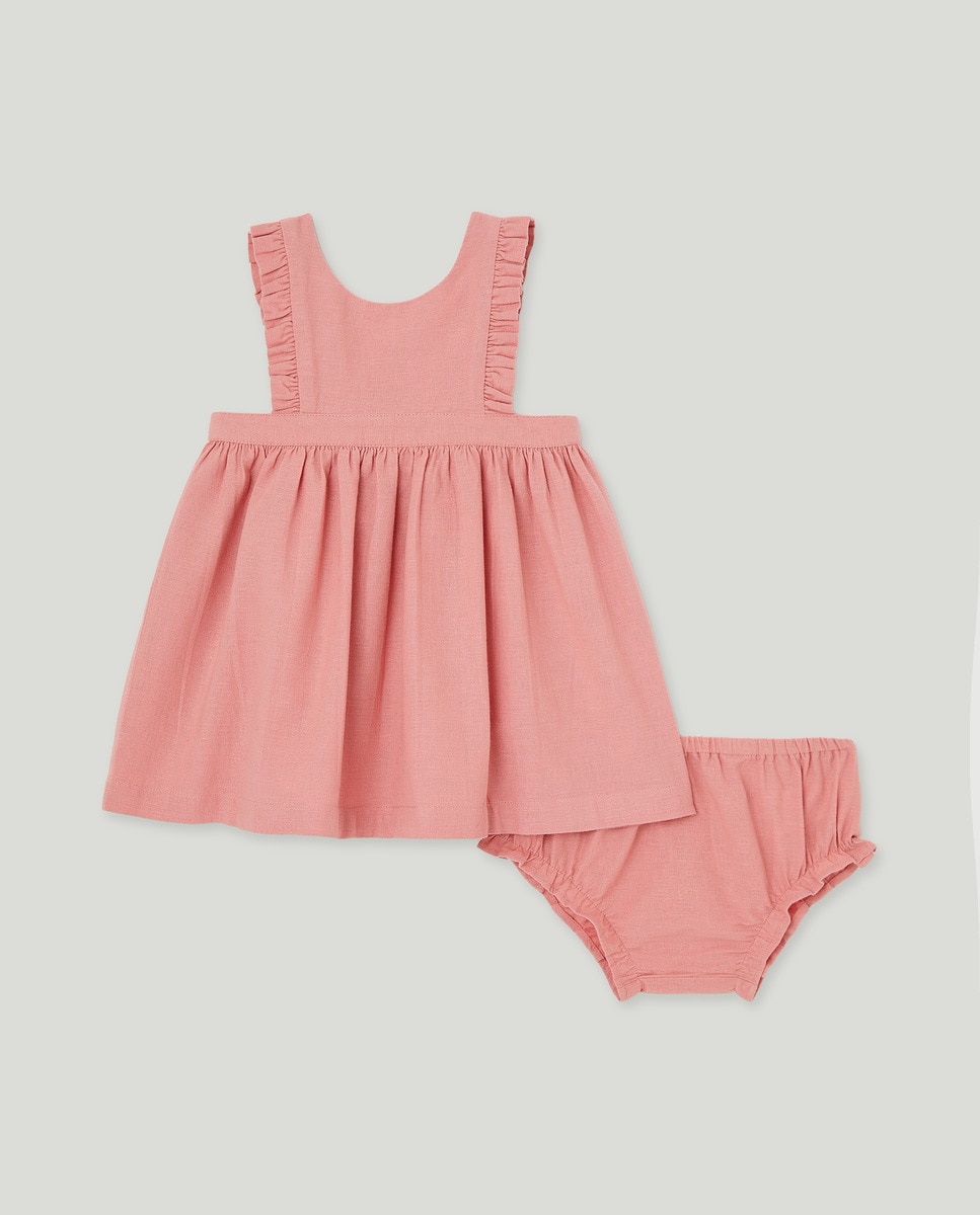 Vestido bebé niña lino_ Coral-1