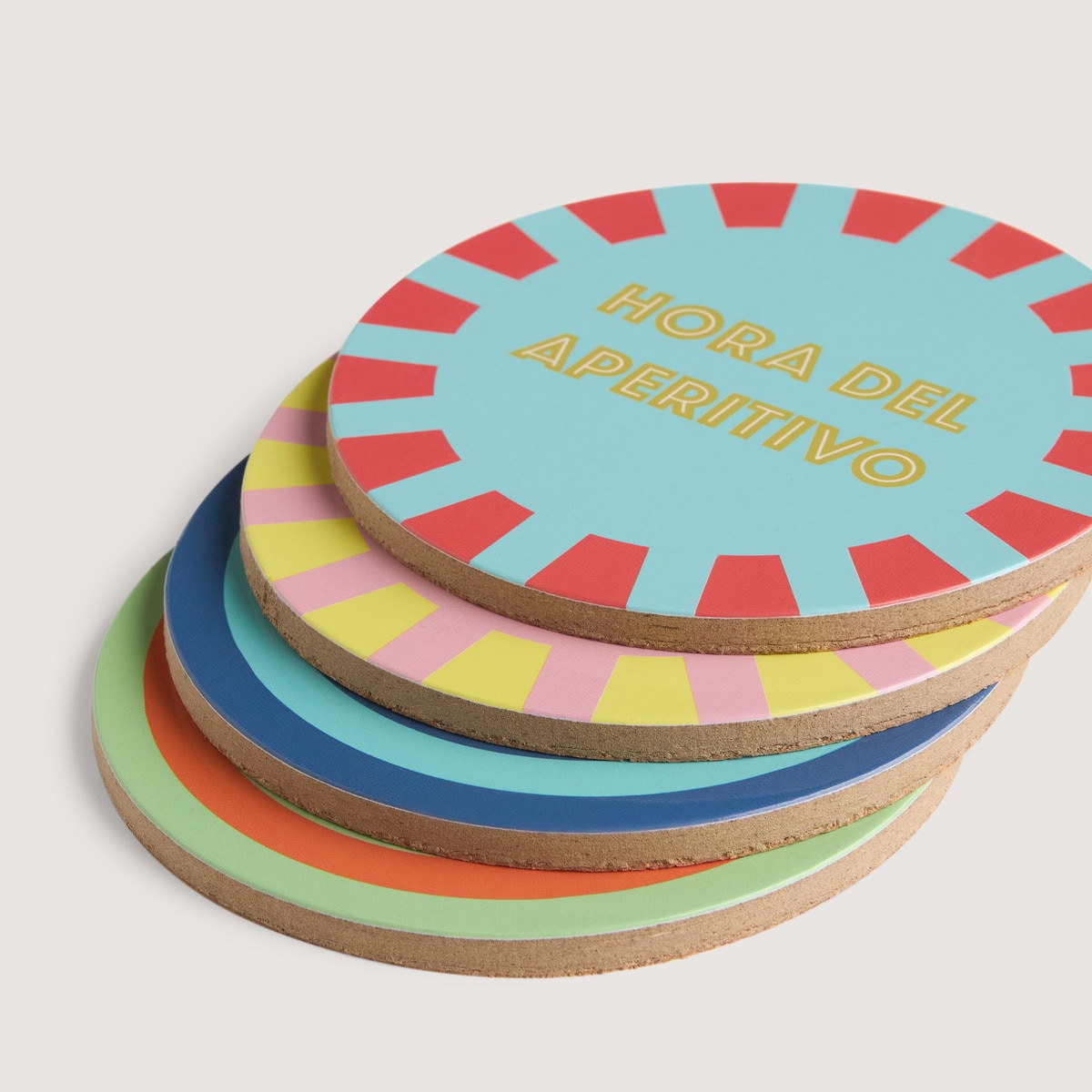 Conjunto de 4 Bases para Copos de MDF Aperitivo Multicolor-2