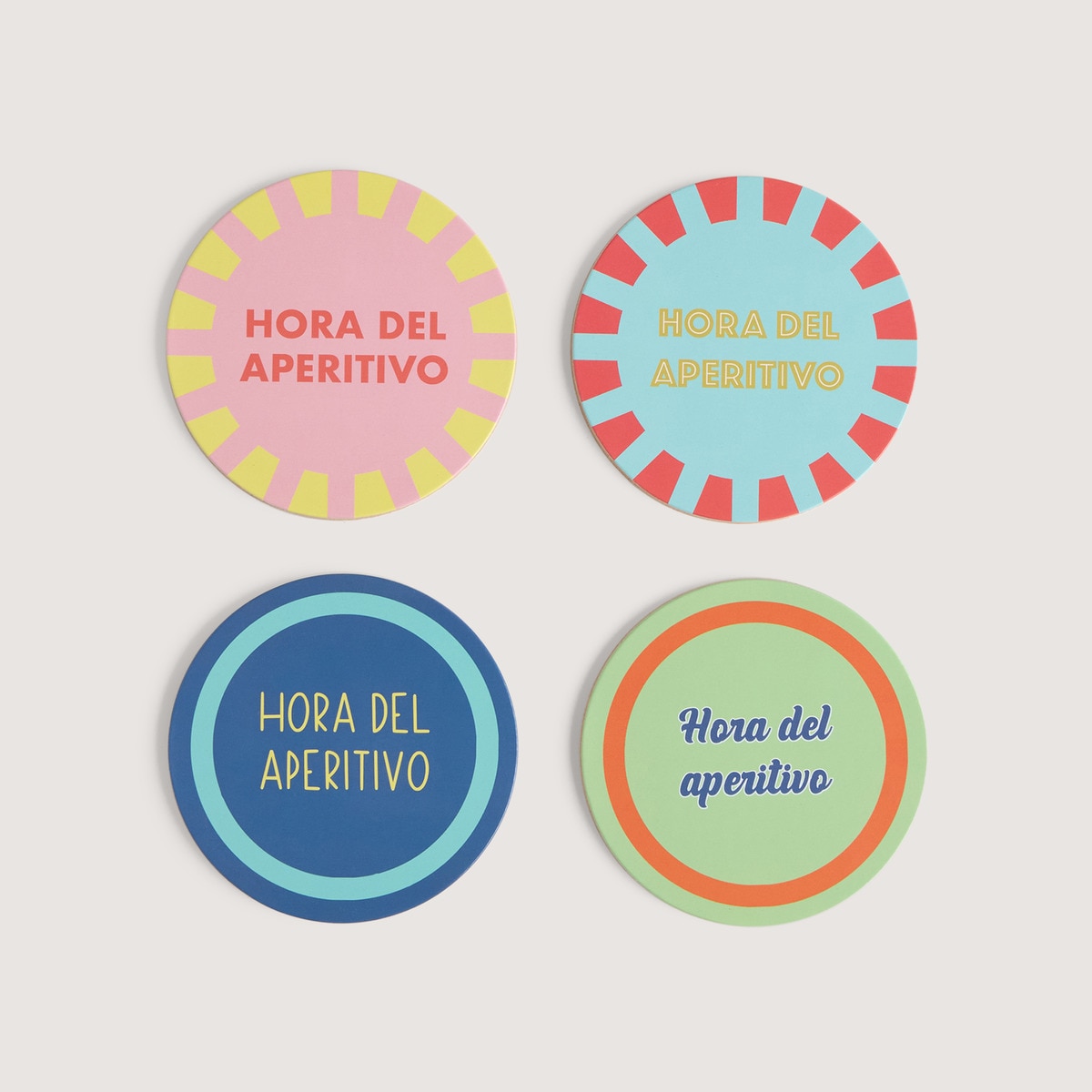 Conjunto de 4 Bases para Copos de MDF Aperitivo Multicolor-1