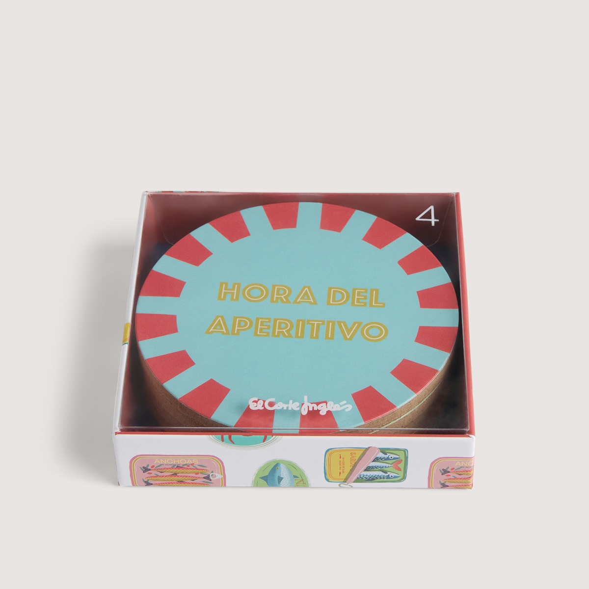 Conjunto de 4 Bases para Copos de MDF Aperitivo Multicolor-3