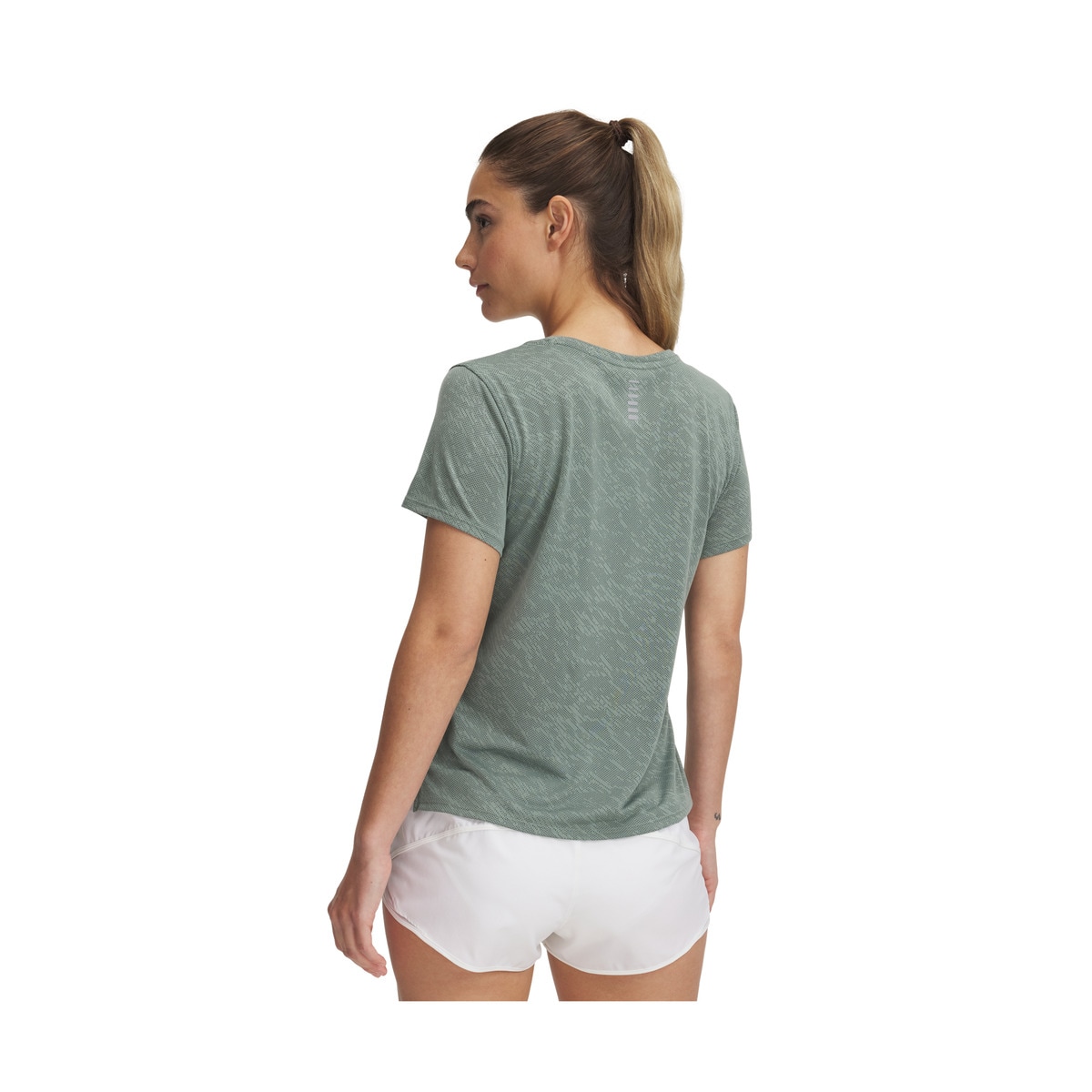 T-shirt de Mulher UA Launch Camo Shortsleeve Verde-2