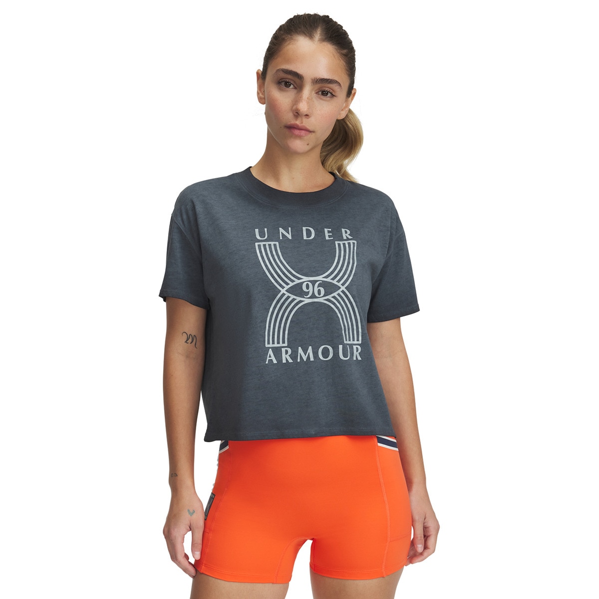 T-shirt de Mulher UA Run 96 Graphic SS Preto-1