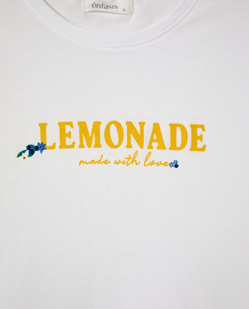 T-shirt com Estampado Posicional Branco-marfim-5
