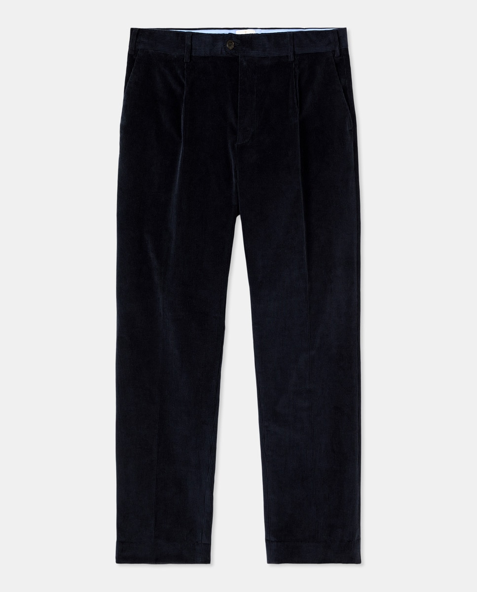 Calças de Bombazina Finlândia Tamanhos Grandes Azul-marinho-4