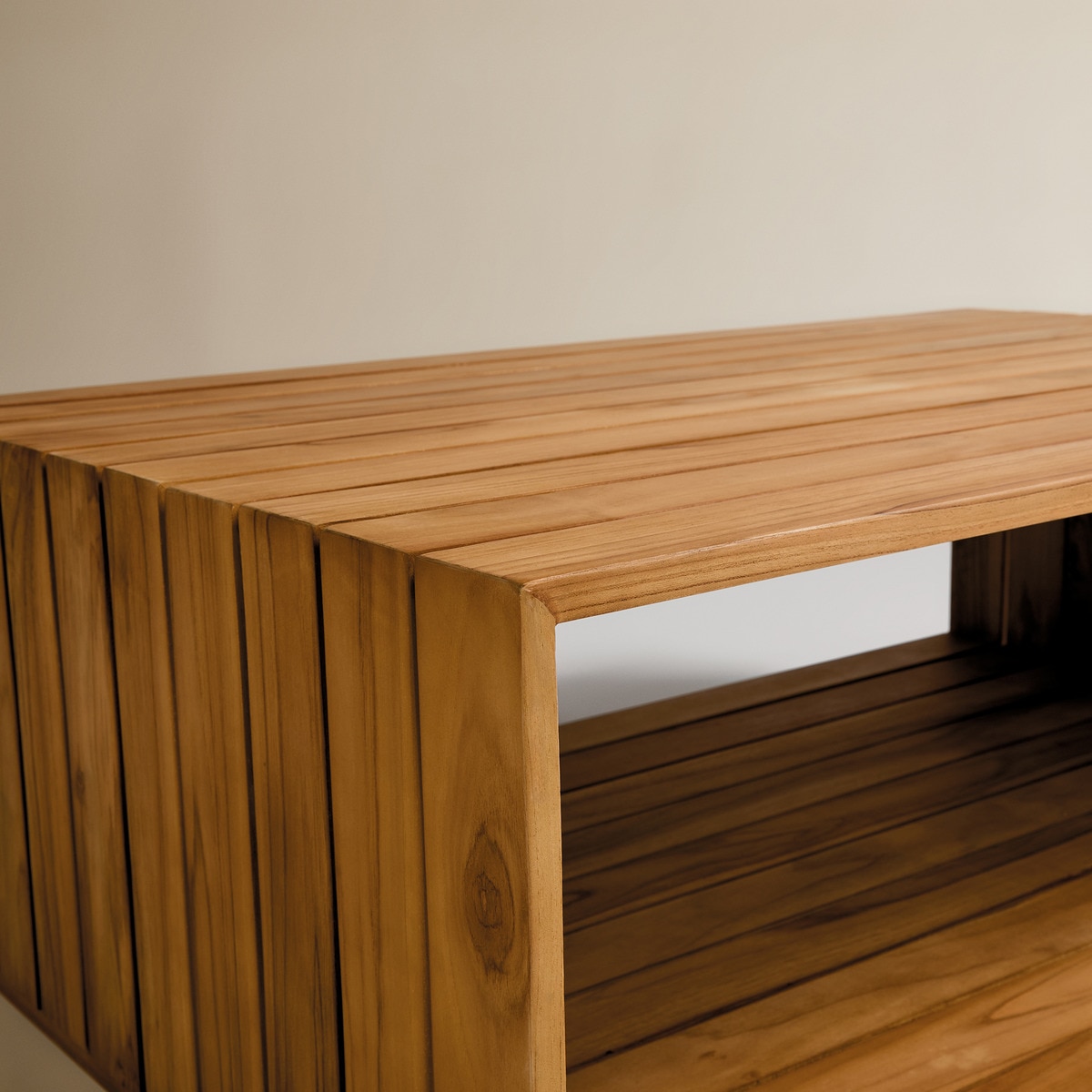 Mesa de Centro de Jardim de Madeira de Teca com Duas Alturas Sidney Natural-5