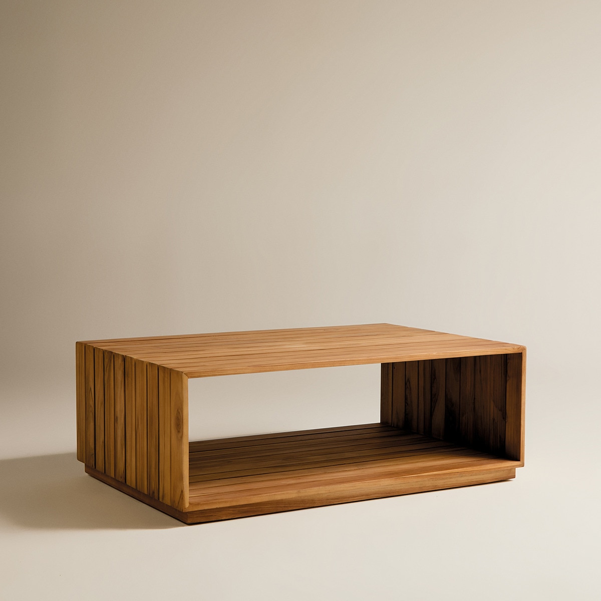 Mesa de Centro de Jardim de Madeira de Teca com Duas Alturas Sidney Natural-2