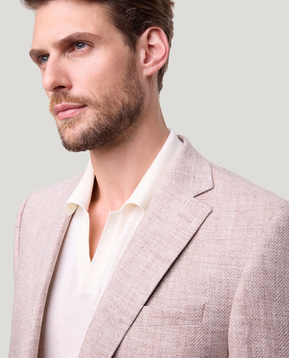 Casaco Smart Casual 100% Linho Bege-3