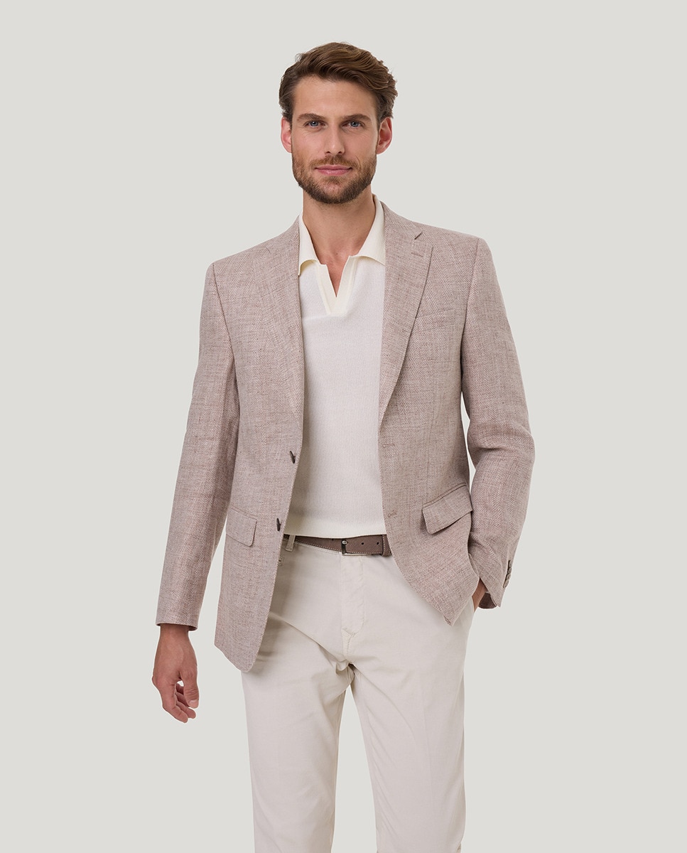 Casaco Smart Casual 100% Linho Bege-1