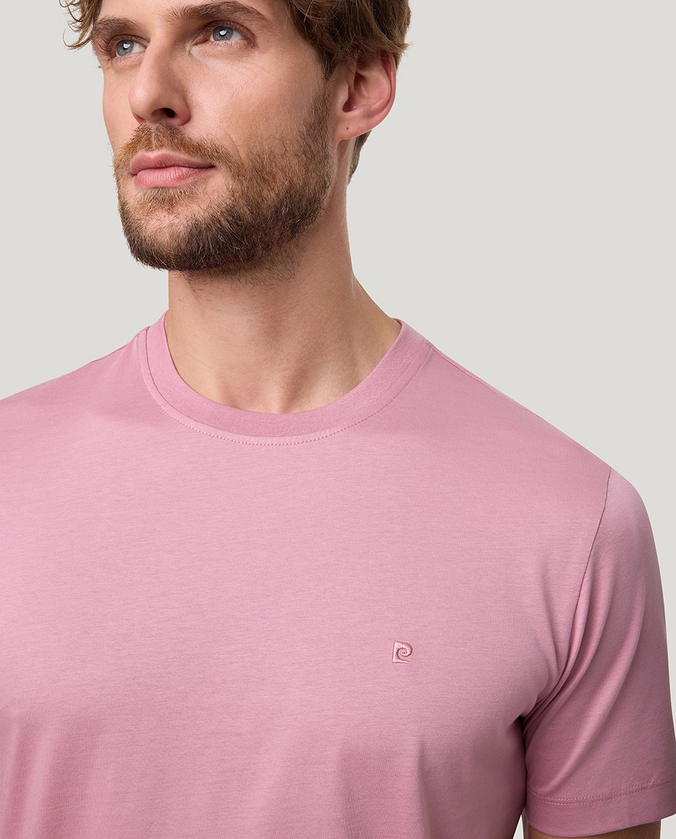 T-shirt em Algodão Mercerizado Rosa-3