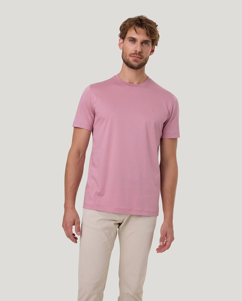 T-shirt em Algodão Mercerizado Rosa-1