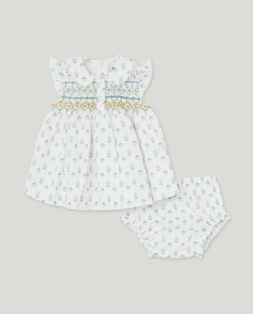 Imagen 0 de Vestido de bebé niña nido de abeja