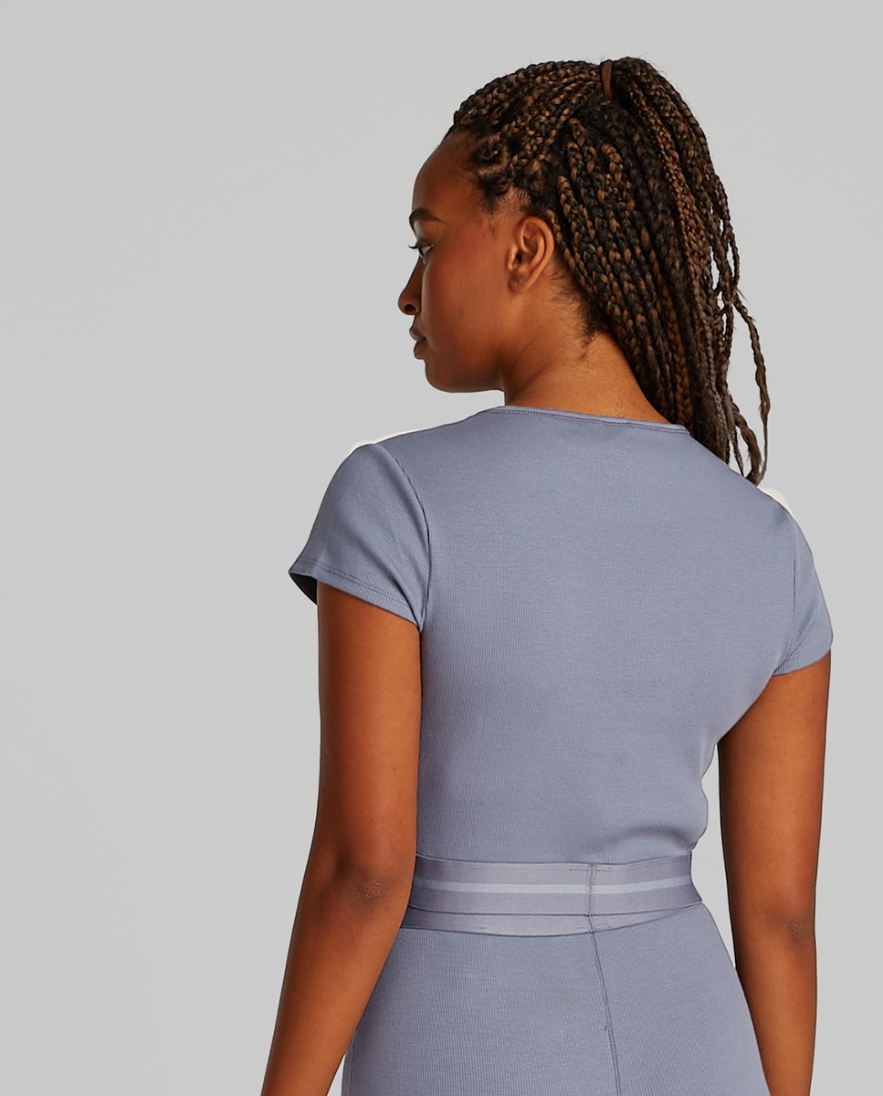 Top Cropped Cotton Stretch Rib Cinzento-2
