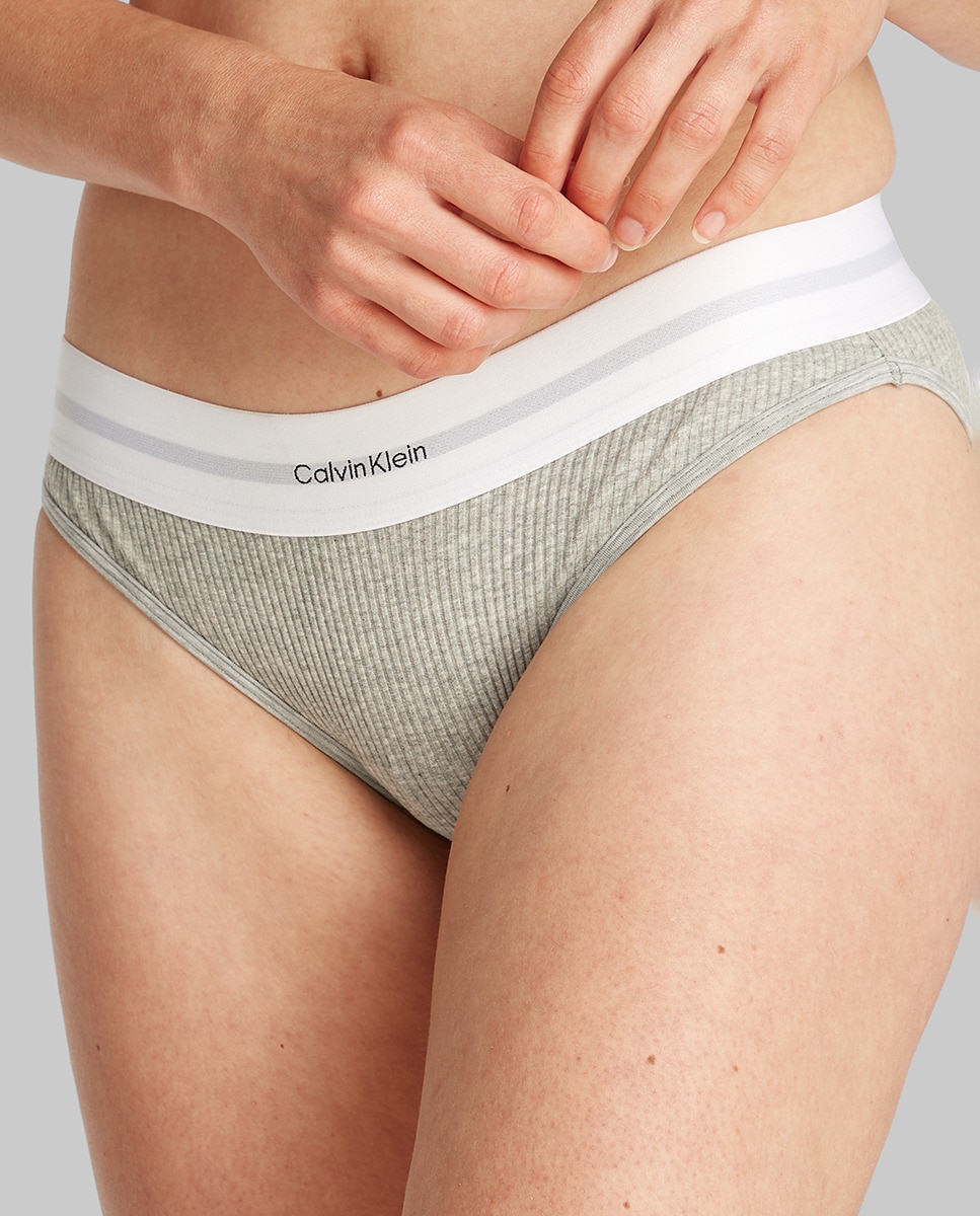 Cueca Clássica Modal Rib Cinzento-claro-3