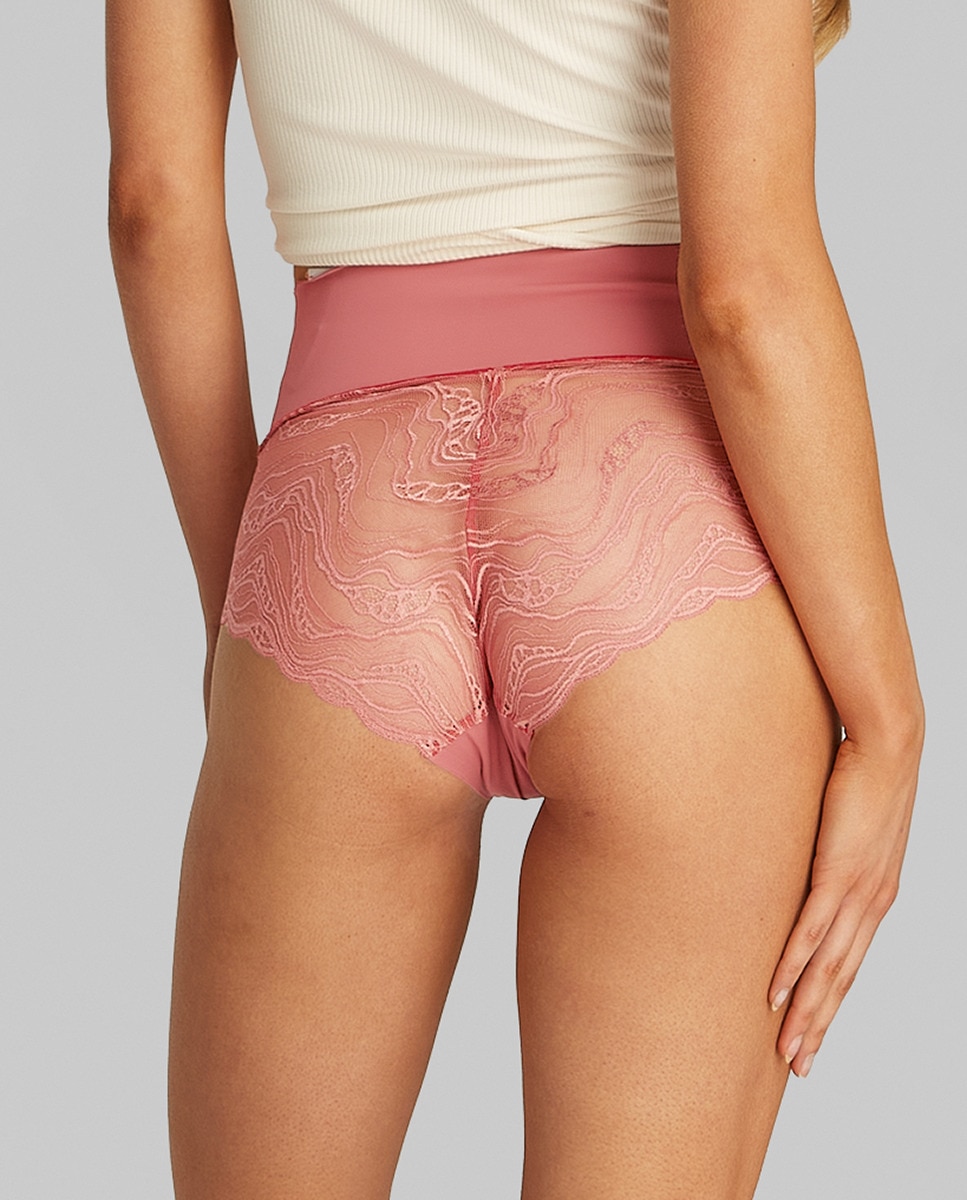 Cueca com Compressão Sensual Stretch Lace Castanho-2