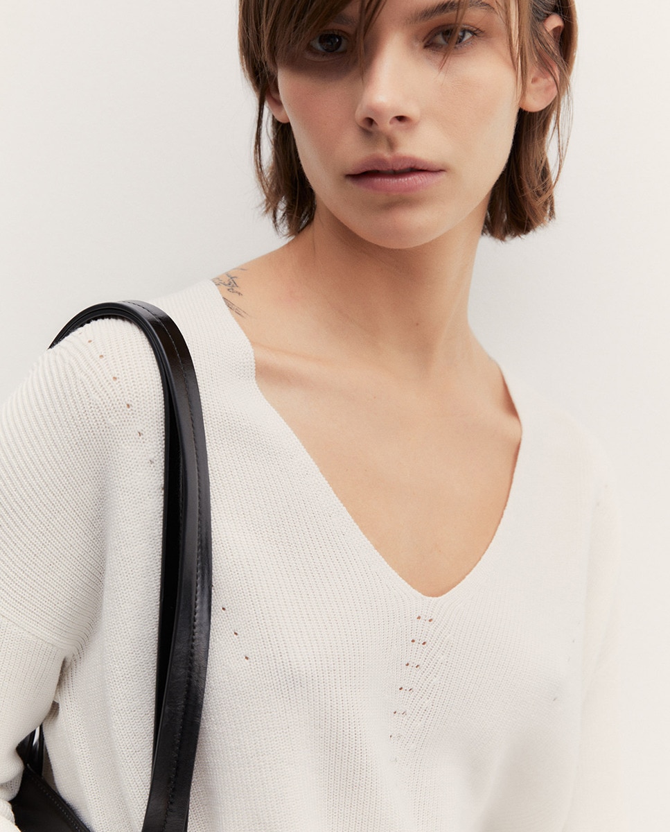 Camisola de Malha Pérola Branco-3