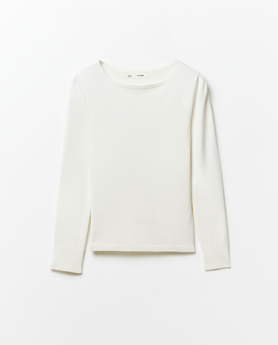 Camisola de Malha Básica Branco-4