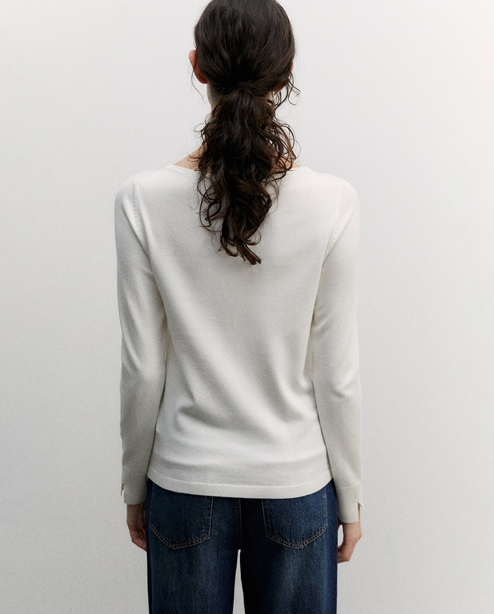 Camisola de Malha Básica Branco-2