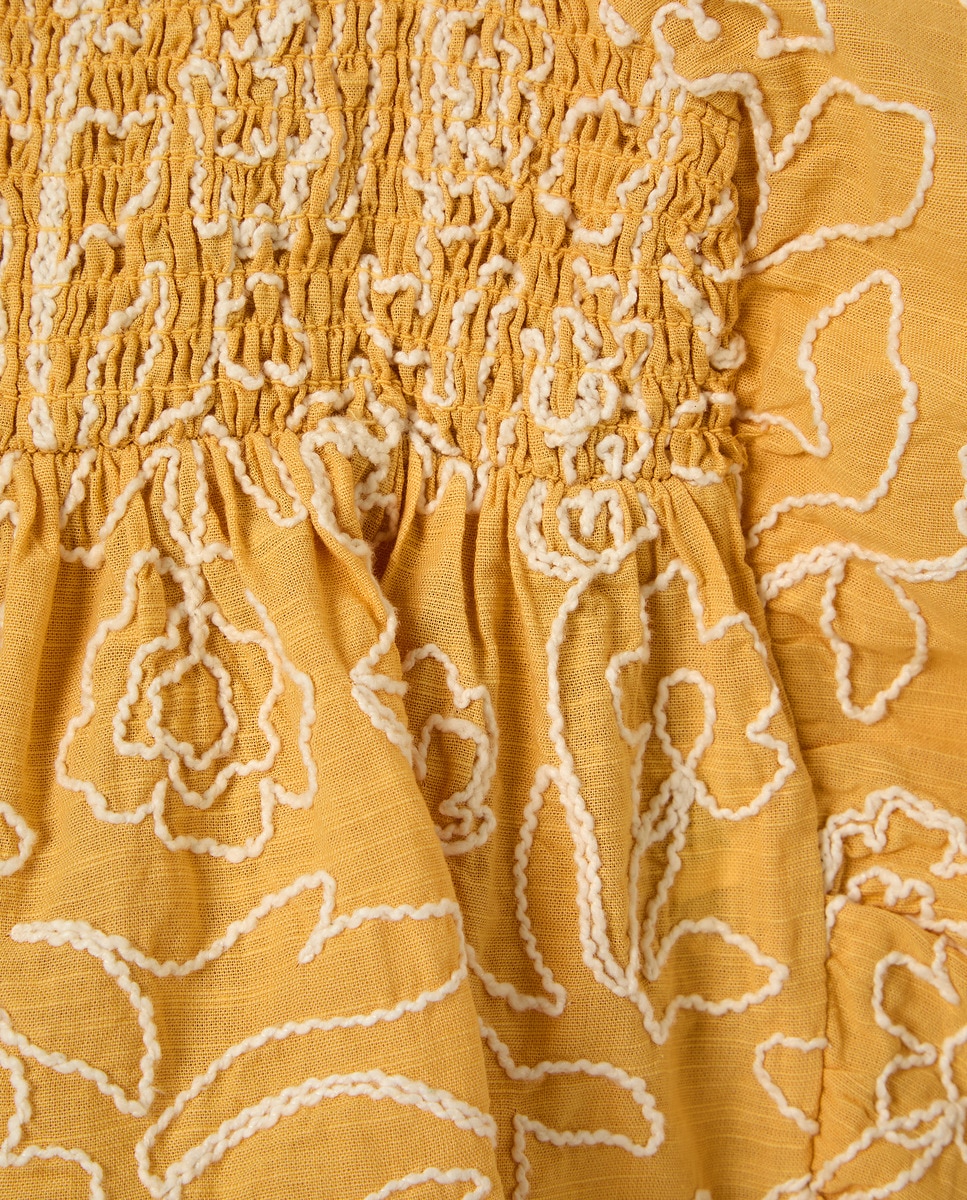 Blusa sem Mangas com Elásticos Amarelo-5