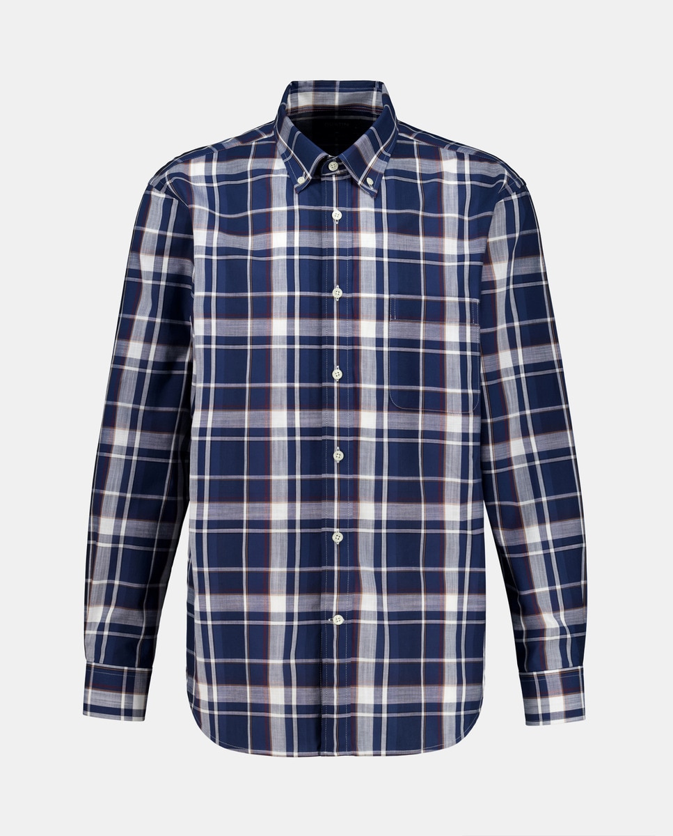 Camisa de Popelina aos Quadrados Azul-marinho-4
