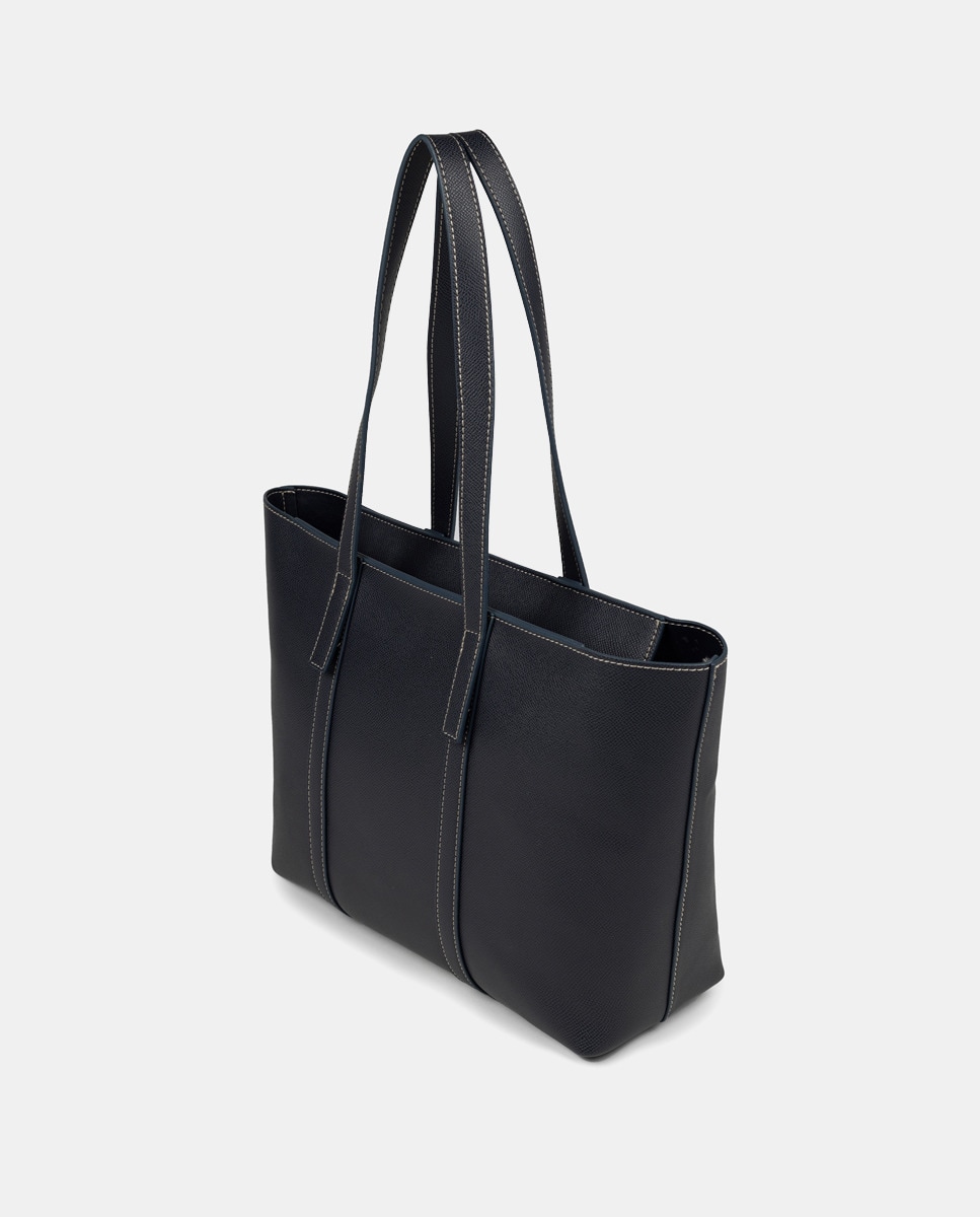 Mala Shopper em Couro Vegano Azul-marinho-2