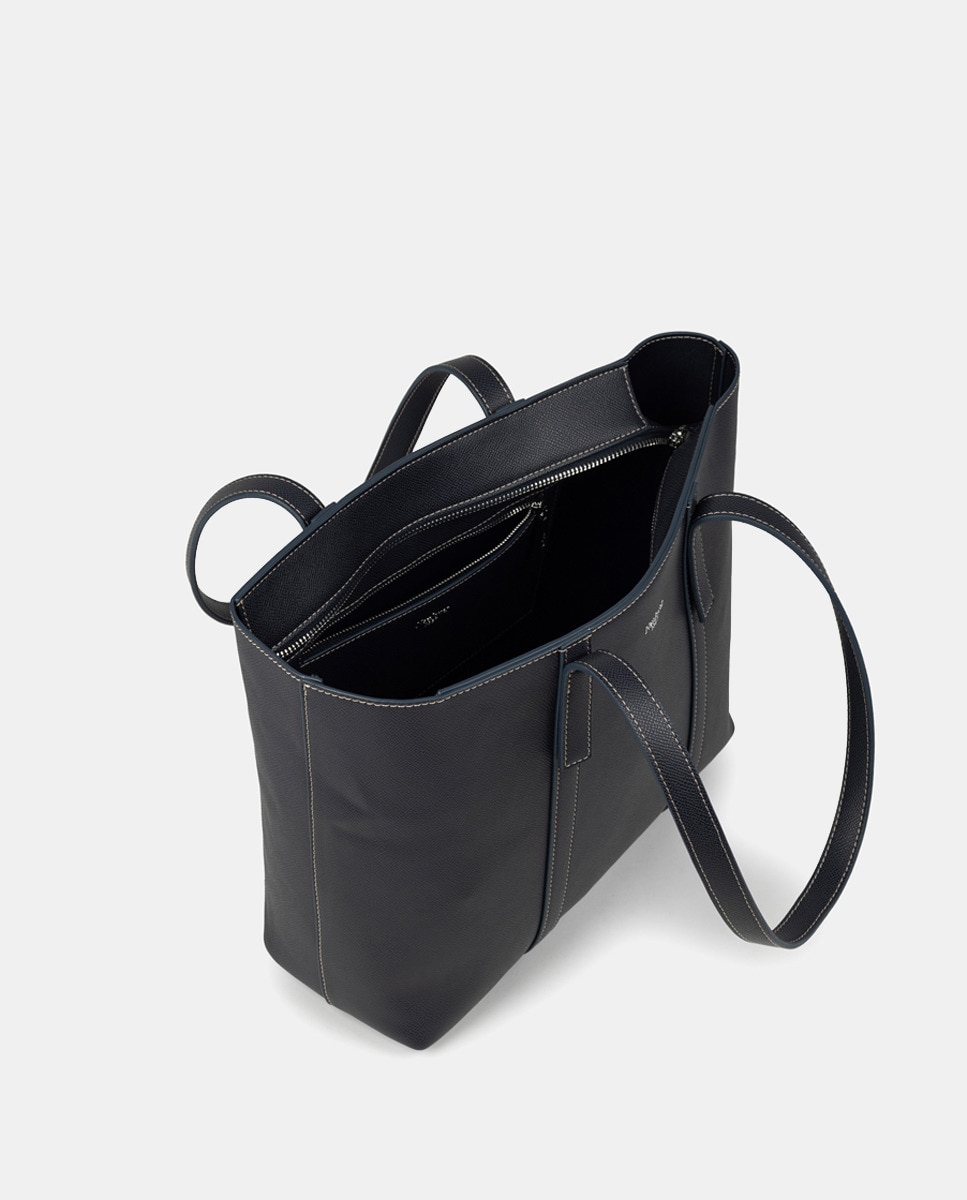 Mala Shopper em Couro Vegano Azul-marinho-3