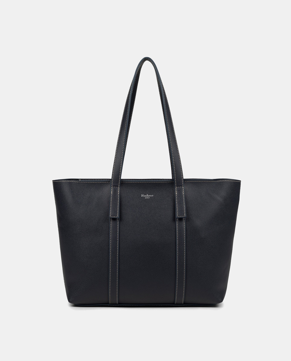 Mala Shopper em Couro Vegano Azul-marinho-1